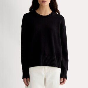 Everlane The Boxy Sweater in Everyday Cotton in Black, Size Medium
